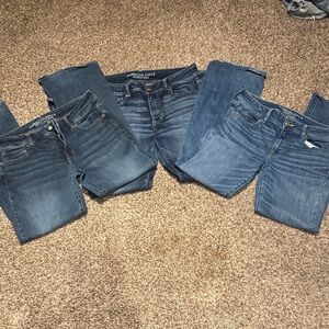 American Eagle Outfitters Women's Dark and Light Blue Skinny Jeans